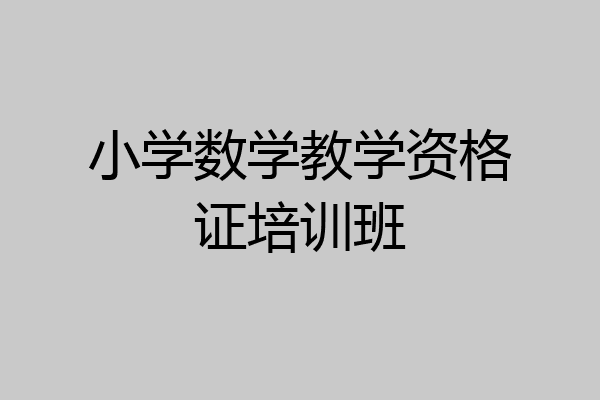 小学数学教学资格证培训班