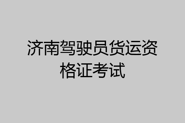济南驾驶员货运资格证考试