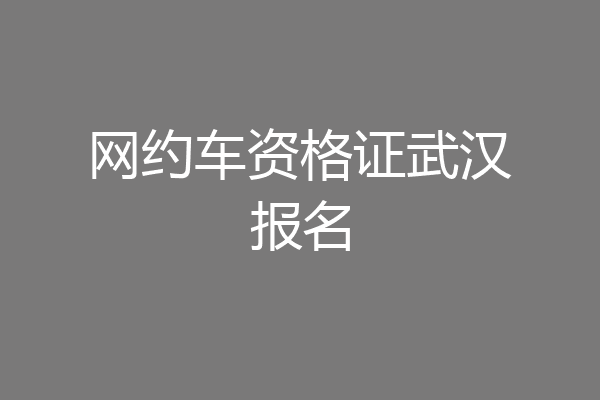 网约车资格证武汉报名