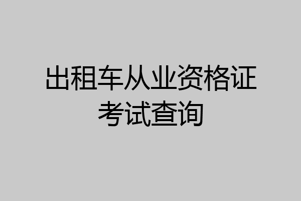 出租车从业资格证考试查询