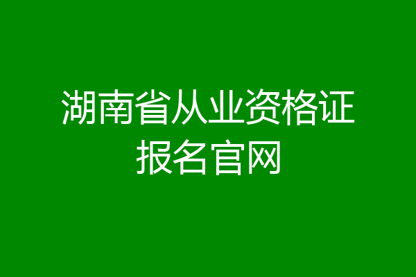 湖南省从业资格证报名官网