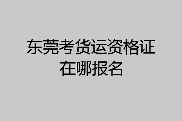 东莞考货运资格证在哪报名