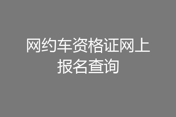 网约车资格证网上报名查询