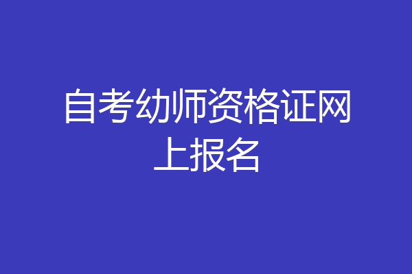 自考幼师资格证网上报名