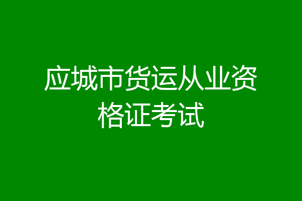 应城市货运从业资格证考试