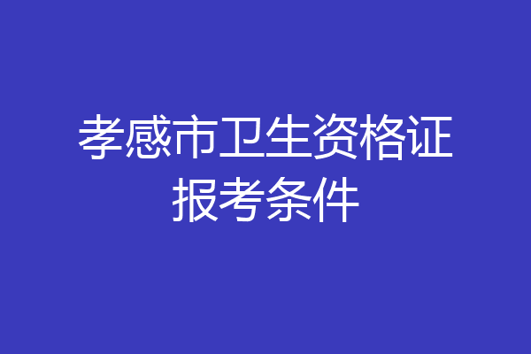 孝感市卫生资格证报考条件
