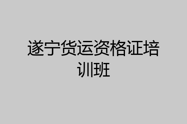 遂宁货运资格证培训班