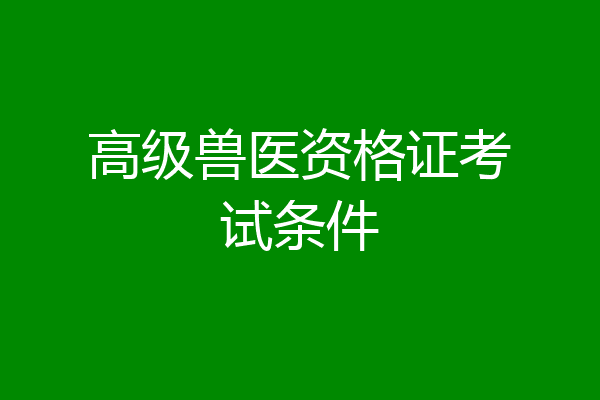 高级兽医资格证考试条件