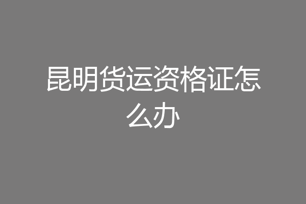 昆明货运资格证怎么办