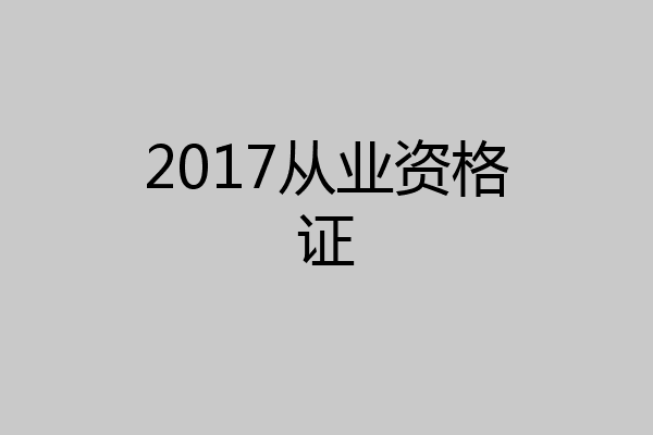 2017从业资格证
