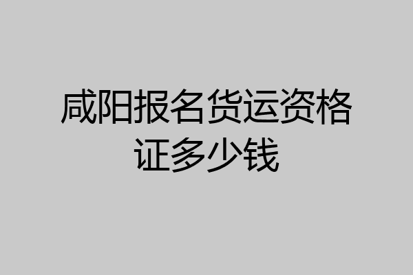 咸阳报名货运资格证多少钱