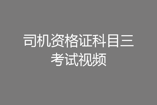 司机资格证科目三考试视频