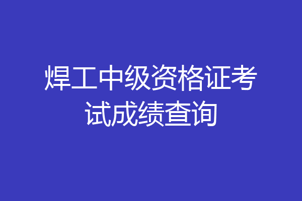 焊工中级资格证考试成绩查询