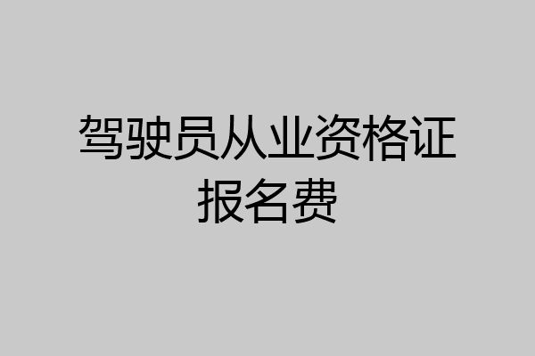 驾驶员从业资格证报名费