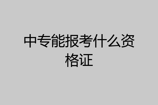 中专能报考什么资格证
