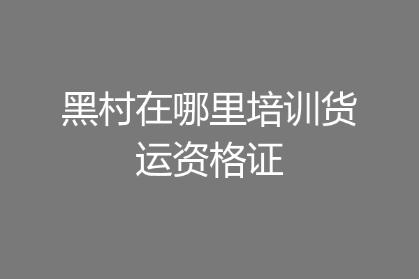 黑村在哪里培训货运资格证