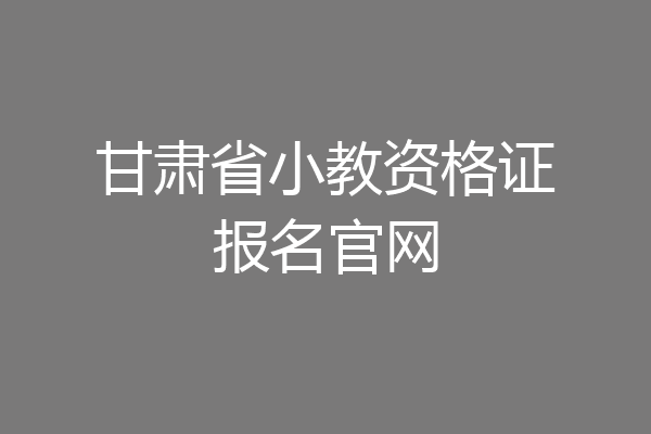 甘肃省小教资格证报名官网
