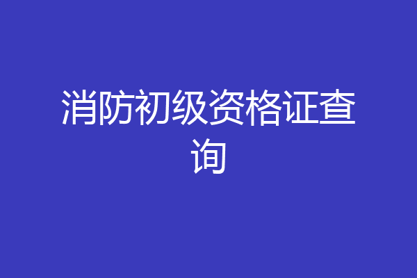 消防初级资格证查询