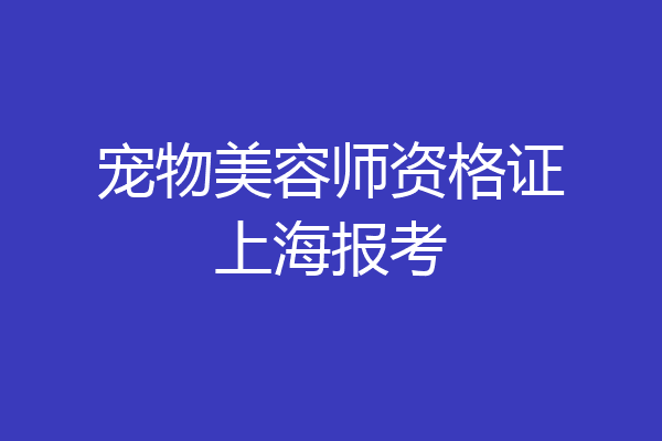 宠物美容师资格证上海报考