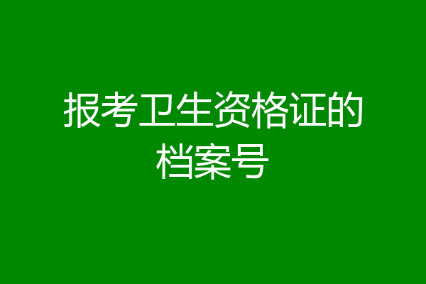 报考卫生资格证的档案号