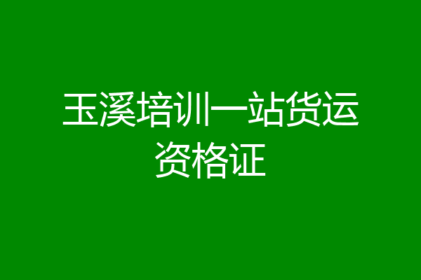 玉溪培训一站货运资格证