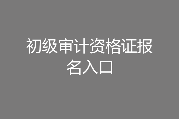 初级审计资格证报名入口