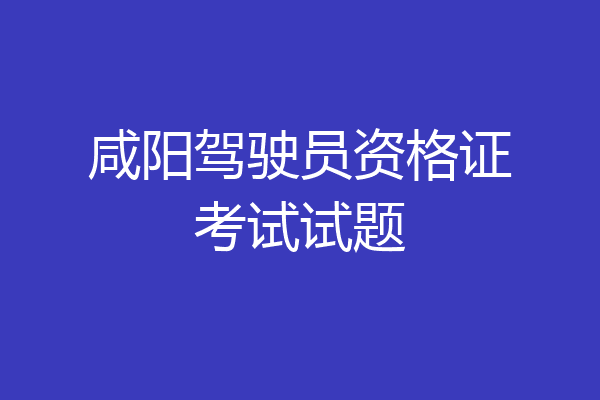 咸阳驾驶员资格证考试试题