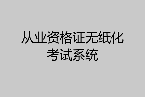 从业资格证无纸化考试系统
