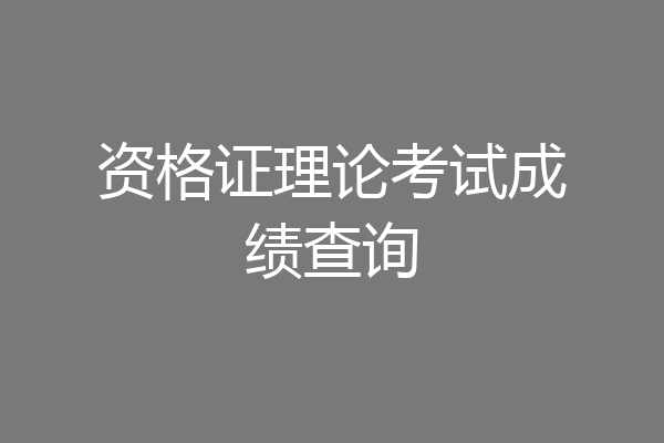 资格证理论考试成绩查询