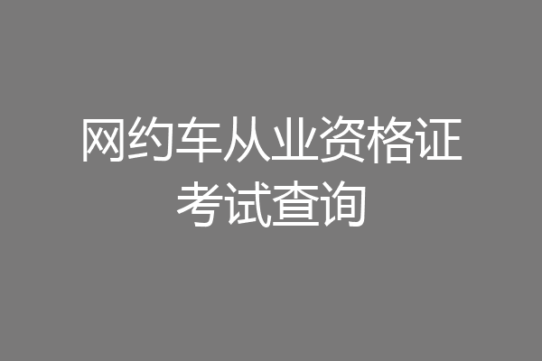 网约车从业资格证考试查询