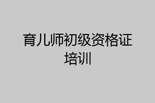 育儿师初级资格证培训