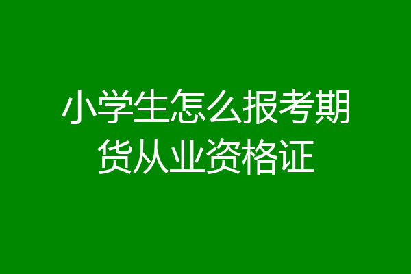小学生怎么报考期货从业资格证