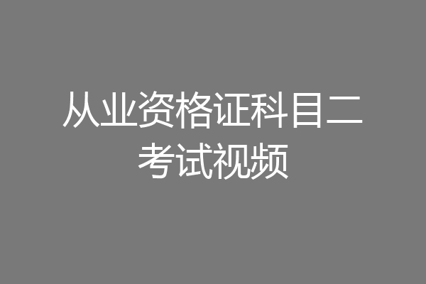 从业资格证科目二考试视频