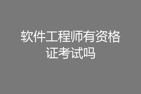 软件工程师有资格证考试吗