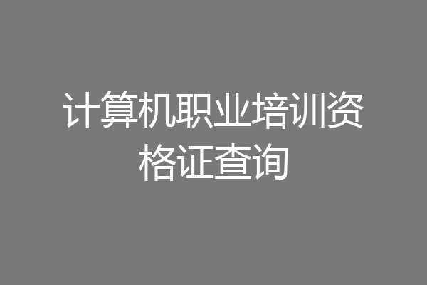 计算机职业培训资格证查询