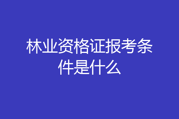 林业资格证报考条件是什么