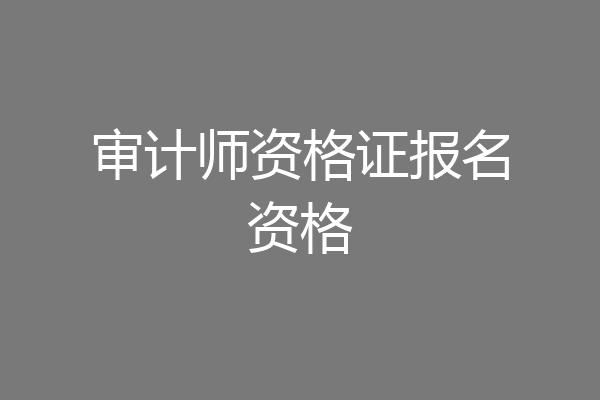 审计师资格证报名资格