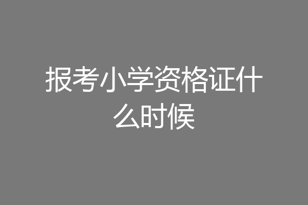 报考小学资格证什么时候
