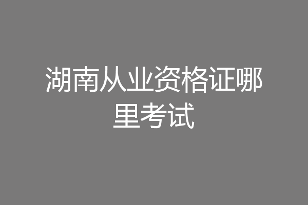 湖南从业资格证哪里考试