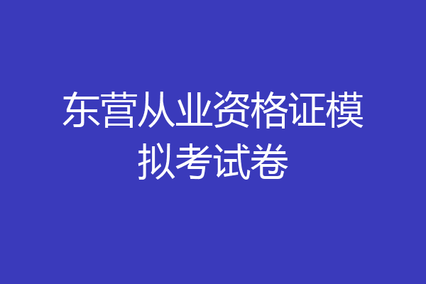 东营从业资格证模拟考试卷