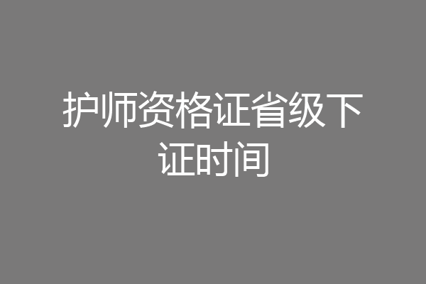 护师资格证省级下证时间