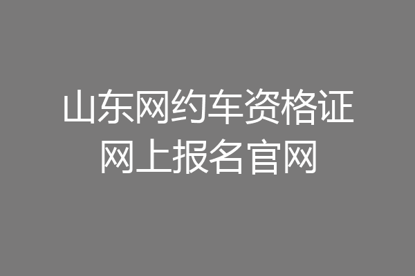 山东网约车资格证网上报名官网
