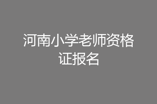河南小学老师资格证报名
