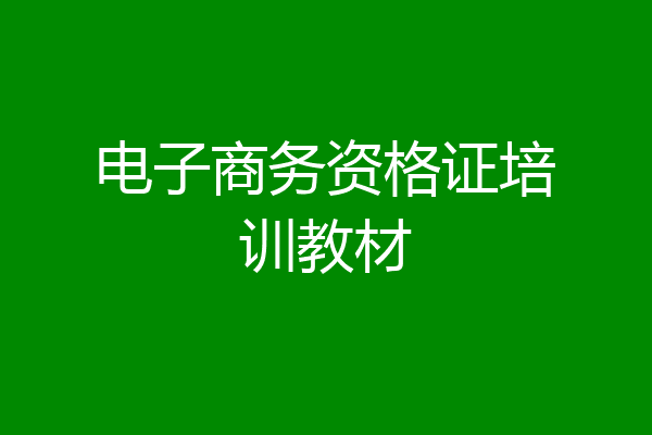 电子商务资格证培训教材