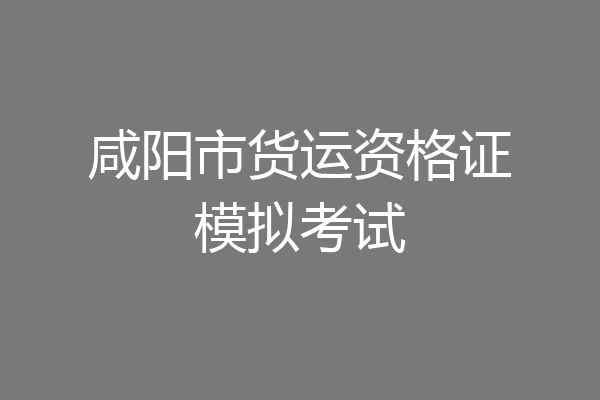 咸阳市货运资格证模拟考试