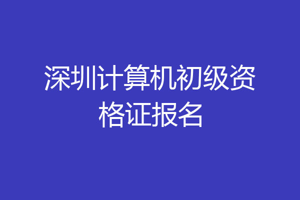 深圳计算机初级资格证报名