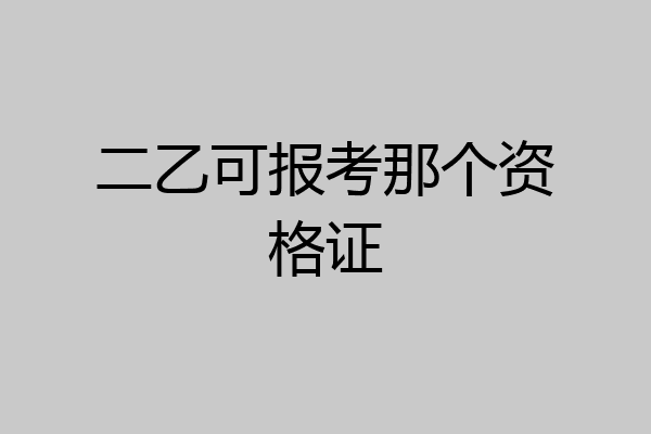 二乙可报考那个资格证