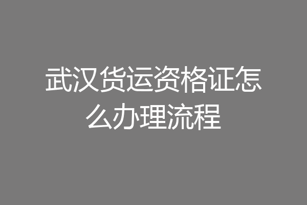 武汉货运资格证怎么办理流程