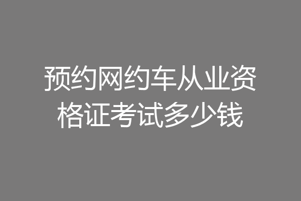 预约网约车从业资格证考试多少钱