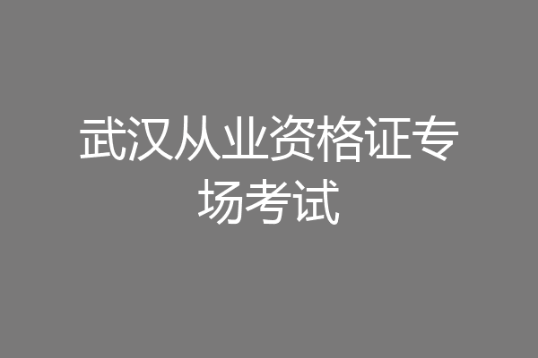 武汉从业资格证专场考试